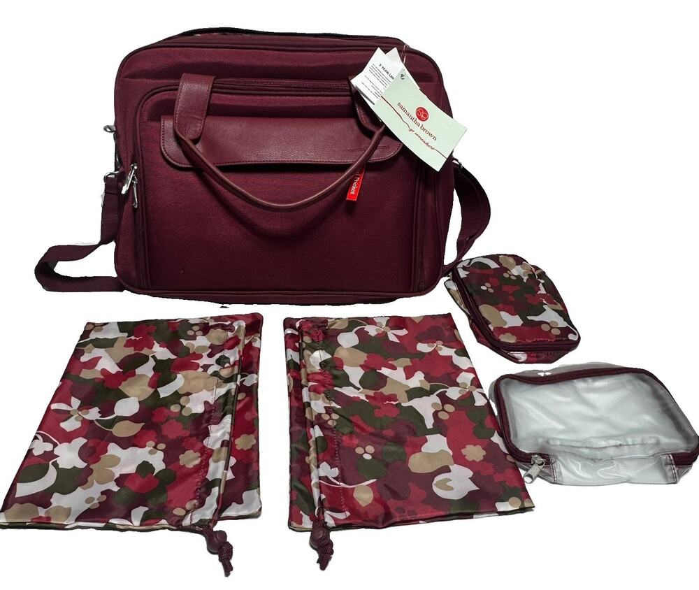 Samantha Brown Carry All Travel Bag Satchel Laptop Carry On Bag Burgundy New